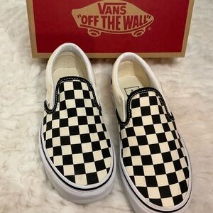 Vans Checkered Slip-On Shoes - Black and White Size US 6 Women